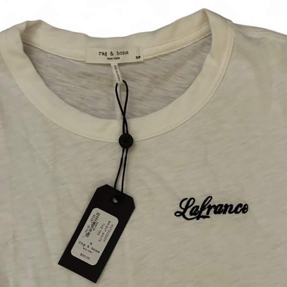 rag & bone Whife Tee with Black Embroidery - Picture 2 of 2